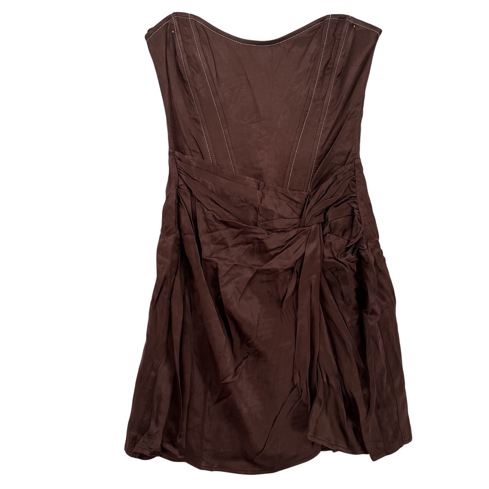 Zara Dress Womens Small Brown Strapless Wired Ruched Bustier Mini Party NWT